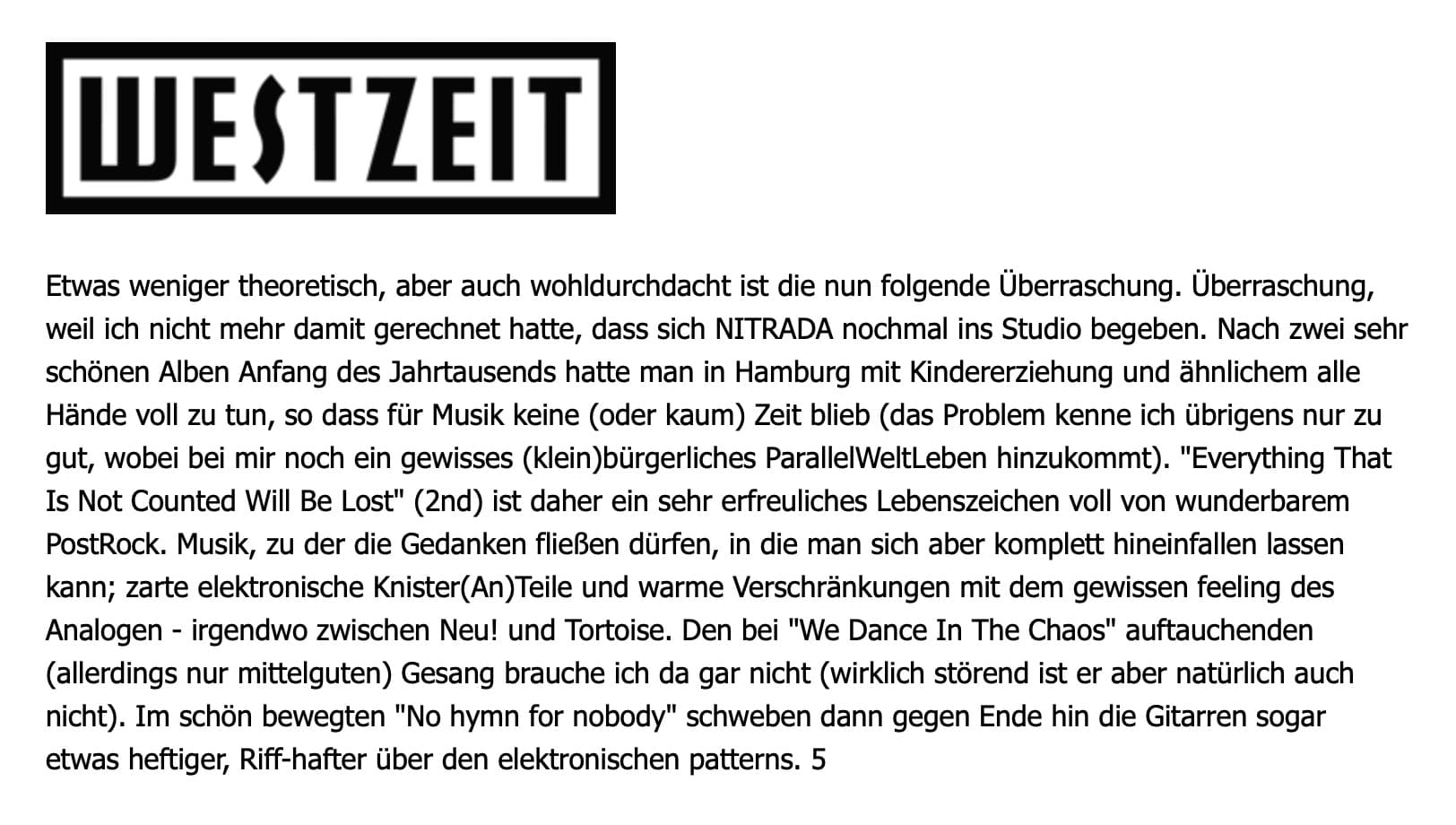 Westzeit clipping
